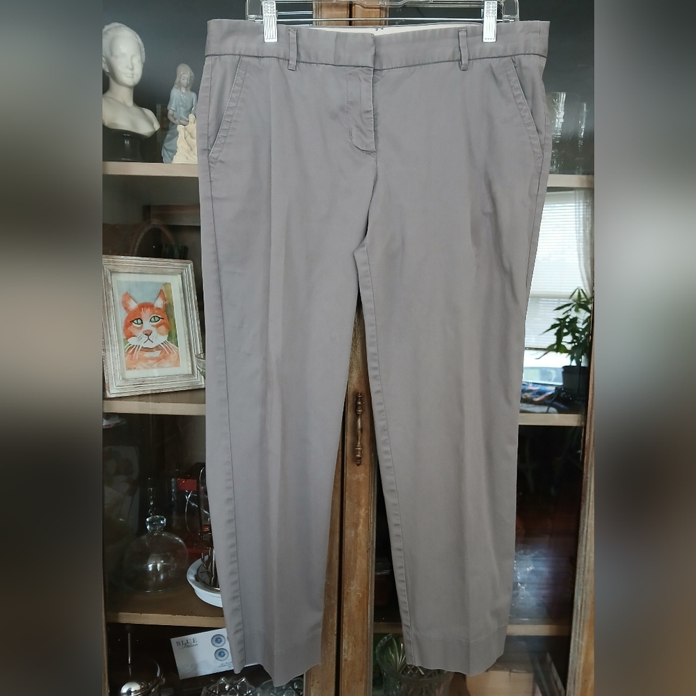 J. Crew Stretch City Fit Grey Cropped Straight Leg Chino- 12